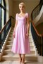 Women's Sweetheart Neck Sleeveless Maxi Dress Plain Brode Pattern Skater Quality - 3