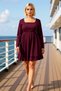 Women's Square Neck Long Sleeve Wrinkle Knitted Plus Size Mini Dress Functional Durable Comfortable