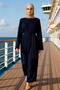 Women's Crew Neck Low Arm Long Sleeve A-Line Fit Ribbed Knit Dress Functional Sportswear