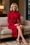 Women's Mock Neck Long Sleeve Standard Sleeve Bodycon Fit Knitted Midi Dress Functional Durable Stylish - 4