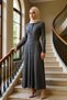 Women's Shirt Collar Standard Sleeve Knitwear Dress Maxi Length A-Line Fit Plain Pattern Functional Stylish - 3