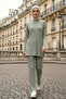 Çağla Yeşili Corded Fabric Double Set (Blouse & Trousers) - 2