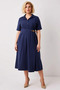Women Shirt Collar Short Sleeve Midi Dress Plus Size Functional Durable Modern 100% Cotton - 5