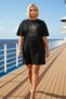 Women's Plus Size Crew Neck Short Sleeve Geometric Printed Knitted t Shirt Dress Stylish 100% Cotton