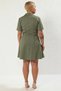 Women's Plus Size Shirt Collar Standard Sleeve Solid Pattern Gabardine Woven Mini Dress Durable - 5