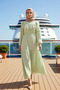 Women's Mock Neck Standard Sleeve Skater Fit Maxi Dress Functional Durable Stylish
