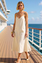 Women's Crew Neck Thin Straps Sleeveless A-Line Midi Dress Sport