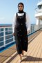 Women's Square Neck Sleeveless Woven Jile Dress Maxi Fit Stone Embroidered Functional Durable Stylish