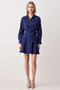Women Shirt Collar Batwing Sleeve Long Sleeve Mini Dress Functional Stylish - 5
