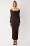 Women's Carmen Collar Long Sleeve Fish Pattern Plain Pattern Knitted Maxi Dress Functional Durable Stylish - 5