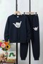 3 Thread Round Neck Thick Winter Sh Fleece-Lined Santa Cruze Print Detailed Boys Tracksuit Set
