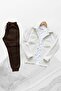 Unisex White Buttoned Plush Jacket Brown Sweatpants Set 2-Piece Set