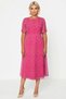 Women's Crew Neck Angel Sleeve A-Line Midi Woven Dress Functional Durable Quality Stylish