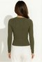 Organic Cotton Khaki Corded Fabric Women's Long Sleeve V-Neck Blouse - 2