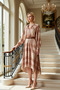 Women's V-Neck Raglan Sleeve Long Sleeve Skater Molded Lined Midi Woven Dress Functional Stylish - 3