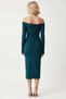 Women's Carmen Collar Long Sleeve Bodycon Knitted Dress Functional Durable Quality Modern - 6