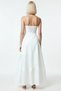 Women's Thin Strap Heart Neckline A-Line Woven Maxi Dress Functional - 6