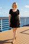 Women's Plus Size Skater Fit Pool Neck Short Sleeve Knitted Dress Functional Durable Comfortable