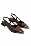 Lina Brown Wrinkled (3 cm Heels) Pointed Toe Heeled Shoes - 5
