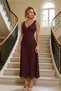 Women's V-Neck Standard Sleeve Bodycon Fit Maxi Tulle Dress Bow Detail Functional Aesthetic - 3