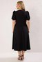 Women's Plus Size V-Neck Balloon Sleeve Plain Woven Midi Dress Functional Durable Quality Stylish - 6