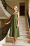 Women's Square Neck Thick Strap Midi Dress Poplin Fit Functional Stylish - 3