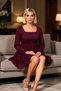 Women's Square Neck Long Sleeve Wrinkle Knitted Plus Size Mini Dress Functional Durable Comfortable - 4