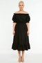 Women's Carmen Collar Balloon Sleeve Midi Dress Functional Durable Sports