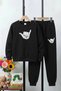 3 Thread Round Neck Thick Winter Sh Fleece-Lined Santa Cruze Print Detailed Boys Tracksuit Set