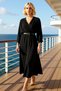 Women's Double-Breasted Collar Batwing Sleeve Midi Dress Solid Pattern Functional Durable Stylish