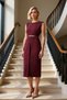 Women's Crew Neck Sleeveless Bodycon Molded Plain Pattern Woven Midi Dress Functional Quality - 2