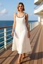 Women's Pool Collar Sleeveless Thick Strap Straight Midi Woven Dress Functional