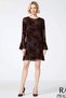Women's Crew Neck Long Sleeve Bodycon Mold Floral Pattern Tulle Dress Functional Modern - 5