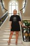Women's Plus Size Crew Neck Short Sleeve Geometric Printed Knitted t Shirt Dress Stylish 100% Cotton - 3
