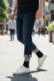 4 Pairs Men Women White Black Striped Long Tennis Socks Cotton Unisex Long Sports Socks - 9