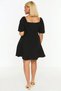 Women's Plus Size Square Neck Balloon Sleeve Plain Woven Mini Dress Functional Durable Aesthetic - 6