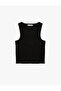 Slim Fit Crew Neck Corded Fabric Sleeveless Tank Top - 3