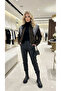 Women's Regular Fit Polo Neck Ethnic Patterned Scarf Detailed Lined Short Cashmere Coat D99802
