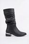 Women's Black Bellows Mid-Heel Zippered Casual & Stylish Boots - 2