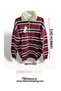 Women's Striped Oversized Cut Polo Neck Trendy Knitwear Sweater 2594 - 4