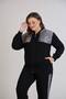 Elegant Women's Leopard Sequin Embroidered Zippered Plus Size Sports Tracksuit Set - 3