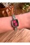 Vintage Retro Rectangular Silver Inside Burgundy Women's Wristwatch