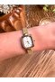 Vintage Retro Rectangle Gold Inside White Women's Wristwatch