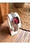 Vintage Retro Rectangular Silver Inside Burgundy Women's Wristwatch - 4