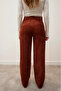High Waist Retro Corded Fabric Corduroy Tile Pants - 5