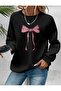 Ribbon Printed Oversize Unisex Women/Men Crop Neck Sweatshirt