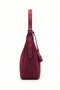 Zyn01 Burgundy Suede Casual Adjustable Charm Detailed Zipper and Lined Women's Shoulder Bag - 2