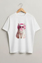 Pink Accessory Cat Printed Oversized Unisex Cotton Tshirt - T-Shirt - 2