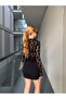 Women's Black Mock Neck Lace Tulle Blouse - 4