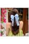 Long Silk Satin Bow Hair Clip (1 Piece Blue) - 2